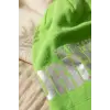 Nova Street Beyaz Pamuklu Bere - Yeşil Metalik Baskılı Hip-Hop Tarzı Unisex Modern Şapka 2-4 Yaş
