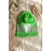 Nova Street Beyaz Pamuklu Bere - Yeşil Metalik Baskılı Hip-Hop Tarzı Unisex Modern Şapka 2-4 Yaş