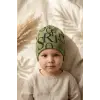 Unisex Siyah Yeşil Tipografik Desenli Pamuklu Slouchy Bere Şapka - Modern Sokak Stili Tasarım 2-4 Yaş