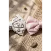 Lumina 2li Lüks Saten Fiyonk Bebek Bandana Seti - Pembe ve Leopar Yumuşak Elastik Saç Aksesuarı