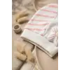 3lü % 100 Pamuklu Çiçek Aplikeli Kız Bebek Bere Şapka Seti- Kalp ve Çizgi Desenli Penye Bebek Şapkası 0-3 Ay