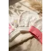 3lü % 100 Pamuklu Çiçek Aplikeli Kız Bebek Bere Şapka Seti- Kalp ve Çizgi Desenli Penye Bebek Şapkası 0-3 Ay