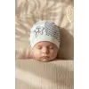 3lü % 100 Pamuklu Çiçek Aplikeli Kız Bebek Bere Şapka Seti- Kalp ve Çizgi Desenli Penye Bebek Şapkası 0-3 Ay