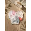 3lü % 100 Pamuklu Çiçek Aplikeli Kız Bebek Bere Şapka Seti- Kalp ve Çizgi Desenli Penye Bebek Şapkası 0-3 Ay