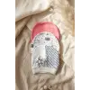 3lü % 100 Pamuklu Çiçek Aplikeli Kız Bebek Bere Şapka Seti- Kalp ve Çizgi Desenli Penye Bebek Şapkası 0-3 Ay