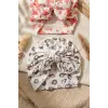 Nova & Leo 2li Bebek Bone Seti - Pamuklu Esnek Kumaş, Yıldız ve Leopar Desenli Büyük Fiyonklu Bandana