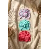 Mia Soft Saten Bebek Turban Bone Seti - 3lü Fiyonklu Esnek ve Yumuşak Bebek Aksesuarı