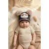 Mia Cool Cat Siyah Sim Detaylı Çift Peluş 0-6 Ay Ponponlu Bebek ve Çocuk Beresi - Yumuşak Pamuklu Mevsimlik Şapka
