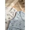 2li Erkek Bebek %100 Pamuklu Kolsuz Zıbın Seti - Beyaz Denizci ve Mavi Ay-Yıldız Desenli Body Takımı