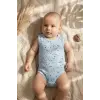 2li Erkek Bebek %100 Pamuklu Kolsuz Zıbın Seti - Beyaz Denizci ve Mavi Ay-Yıldız Desenli Body Takımı