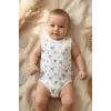 Bebek Mariner Serisi Çapa ve Yelkenli Desenli %100 Pamuklu Kolsuz Zıbın Body - Krem