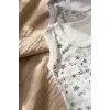 Erkek Bebek 3lü Sıfır Kol Pamuklu Body Seti - Renkli Doodle Desenli Zıbın Takımı - Mavi Beyaz Gri