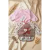 Bloom 2li Paket Sıvı Geçirmez Uzun Kollu Bebek Mama Önlüğü -6-24 Ay Pembe Kuğu ve Ceylan Desenli BLW Önlük Seti