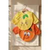 Sıvı Geçirmez Uzun Kollu Bebek Mama Önlüğü - 2li Set 6-24 Ay Limon ve Portakal Desenli BLW Uyumlu Yemek Önlüğü