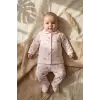 Mila Soft Safari Pembe Hayvan Figürlü %100 Pamuklu Patikli Bebek Pijama Takımı - Yumuşak Dokulu 2li Set