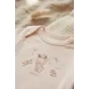 Lüks Pamuklu Pudra Pembe Tavşan Nakışlı 10 Parça Kız Bebek Hastane Çıkışı Seti - Yenidoğan Zıbın ve Tulum Takımı