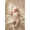 Lüks Pamuklu Pudra Pembe Tavşan Nakışlı 10 Parça Kız Bebek Hastane Çıkışı Seti - Yenidoğan Zıbın ve Tulum Takımı