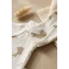 Krem Tavşan Desenli İkili Fitilli % 100 Pamuklu Kız Bebek Takımı 3-6-9 Ay