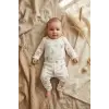 Krem Tavşan Desenli İkili Fitilli % 100 Pamuklu Kız Bebek Takımı 3-6-9 Ay