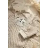 Panda Nakışlı Çizgi Desenli % 100 Pamuk Erkek Bebek Tulumu 03 Ay