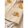 Cute Bear Nakışlı 3lü % 100 Pamuk Erkek Bebek Takımı