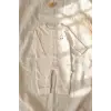 Milk Desenli Beyaz % 100 Pamuk, Ayaksız Erkek Bebek Tulumu 0-3 Ay