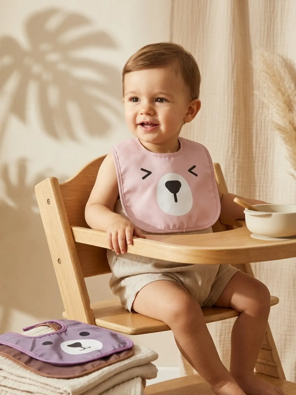 Beary Comfort 3lü Paket Sıvı Geçirmez Leke Tutmaz Ayıcık Figürlü Bebek Mama Önlüğü Seti - Pastel Renkler & Ayarlanabilir Boyun Bandı 0-12 Ay