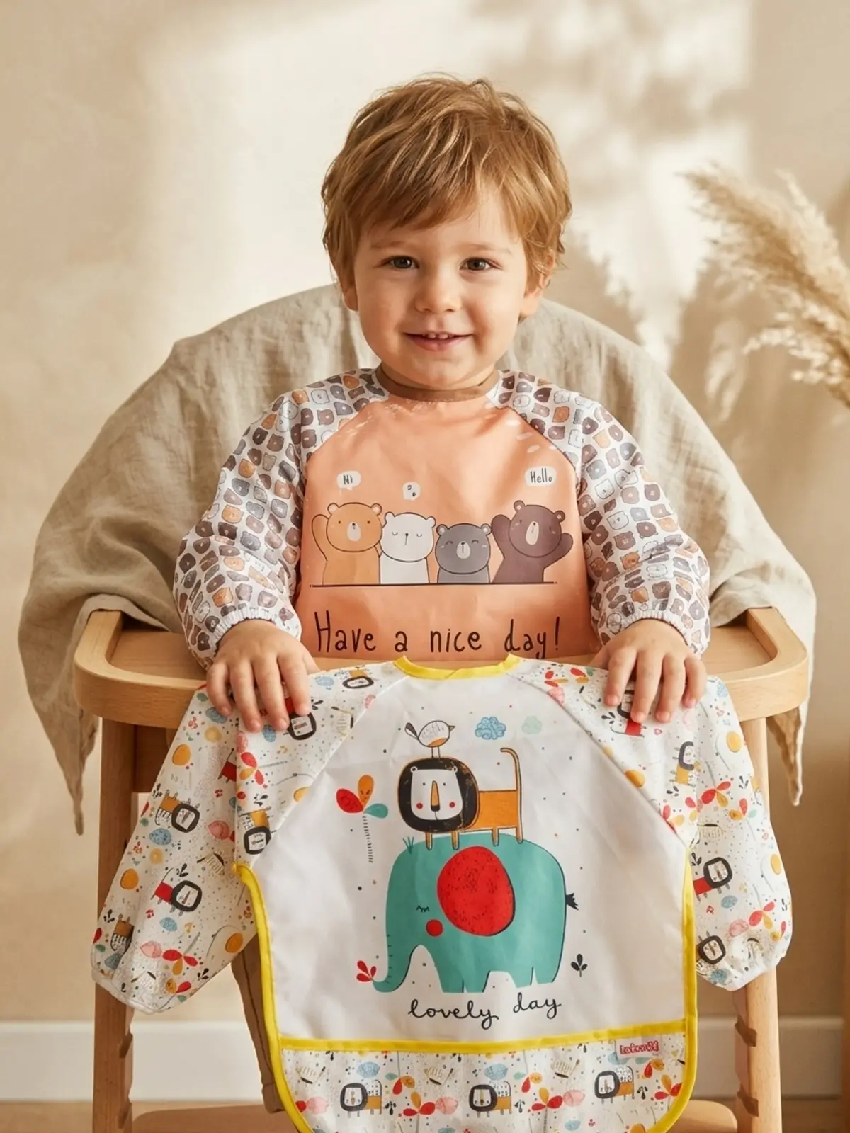 TinyJoy 2li Set Sıvı Geçirmez Uzun Kollu Mama Önlüğü - BLW Uyumlu Leke Tutmaz Bebek Beslenme ve Faaliyet Önlüğü