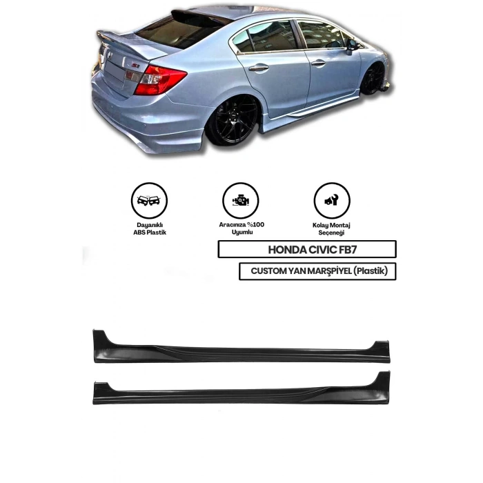 Honda Civic Fb7 Uyumlu Custom Yan Marşpiyel (plastik)