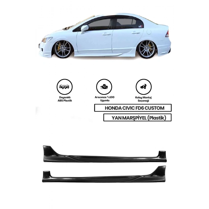 Honda Civic Fd6 Custom Yan Marşpiyel (plastik) Uyumlu