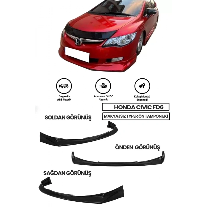 Honda Civic Fd6 Makyajsız Typer Ön Ek (Plastik)