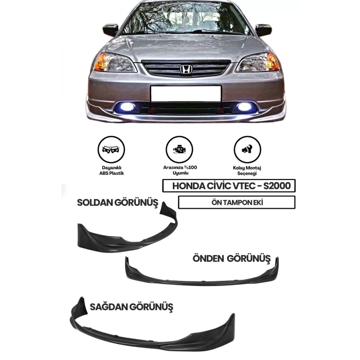 Honda Civic Vtec2 S2000 Uyumlu Ön Tampon Eki Makyajlı Kasa