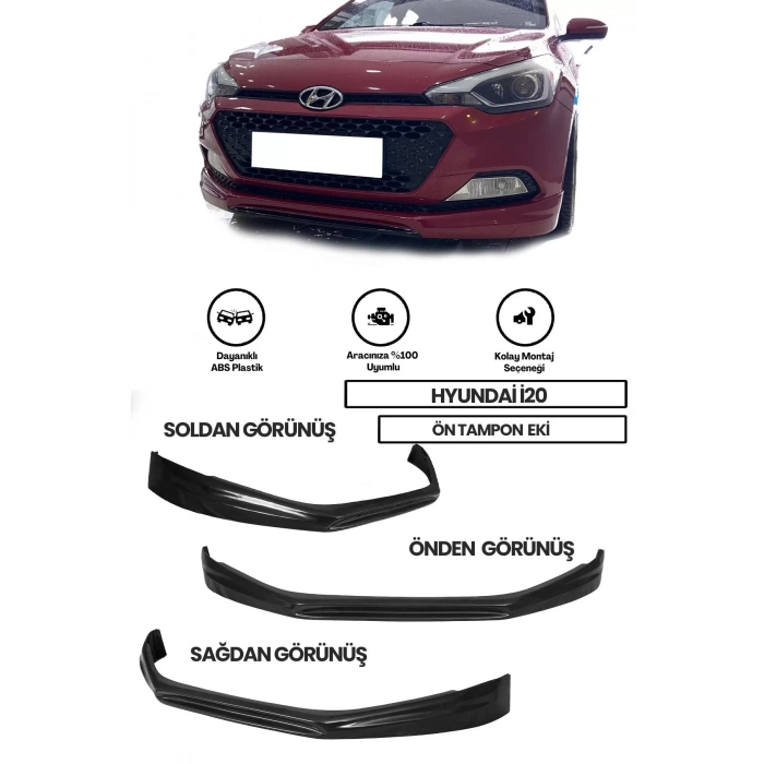 Hyundai I20 Uyumlu Ön Tampon Eki (plastik)