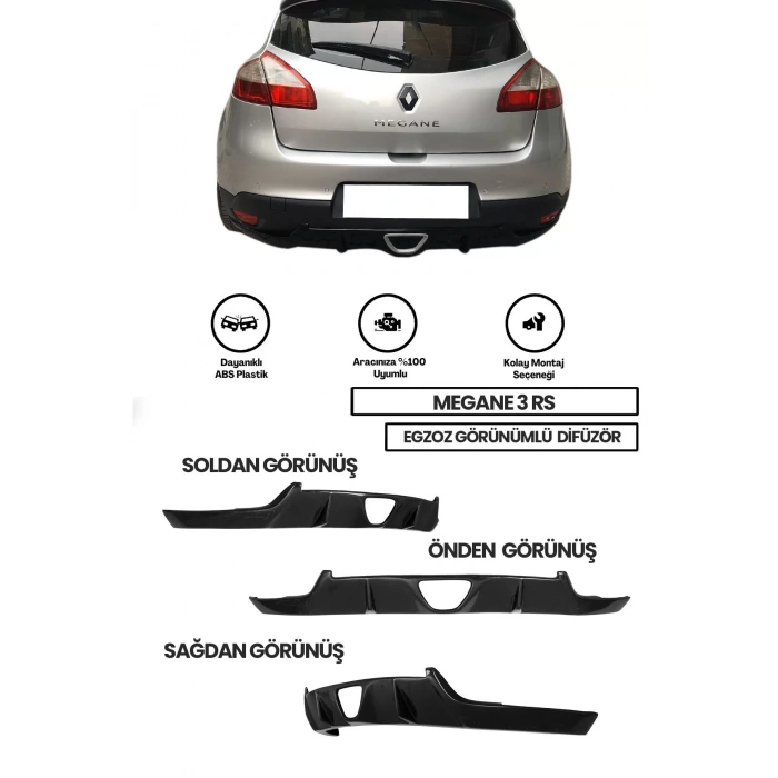 Megane 3 Rs Egzoz Görünümlü Difüzör 4 Kapı (PLASTİK)