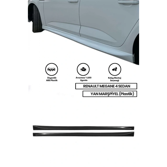 Renault Megane 4 Sedan Yan Marşpiyel (ÇİFT) (PLASTİK)