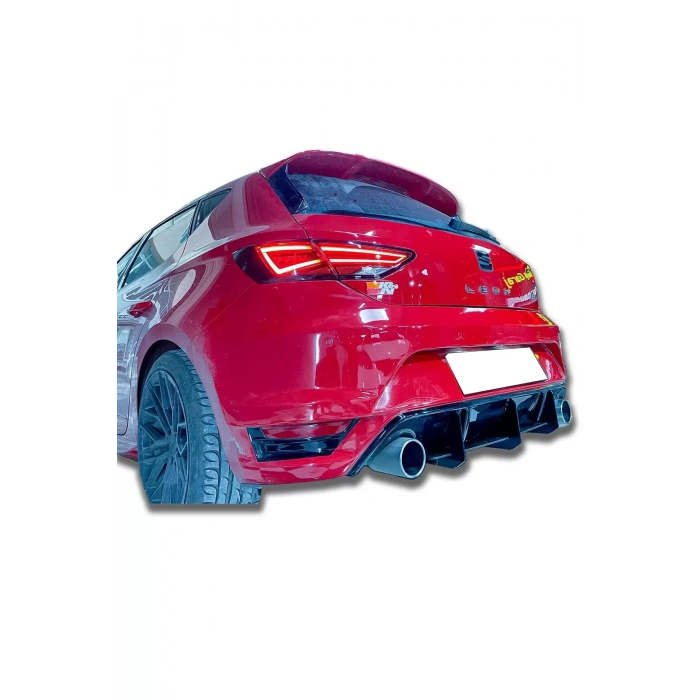 Seat Leon Mk3 2012-2020 Parlak Siyah Plastik Aero Arka Tampon Orta Flapları