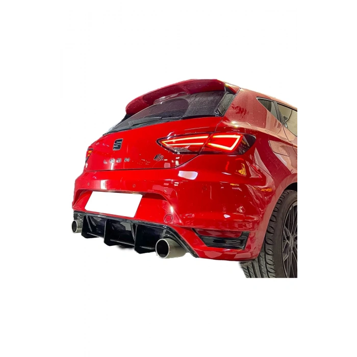 Seat Leon Mk3 2012-2020 Parlak Siyah Plastik Aero Arka Tampon Orta Flapları