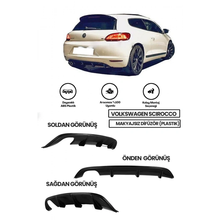 Volkswagen Scirocco Makyajsız Tek Çıkış Difüzör (PLASTİK)