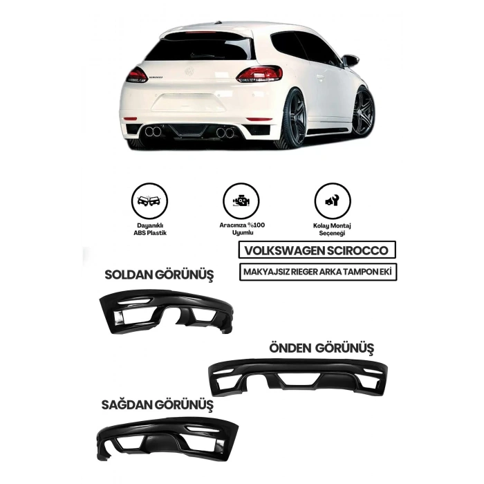 Volswagen Scirocco Uyumlu Makyajsız Rieger Arka Ek (plastik)