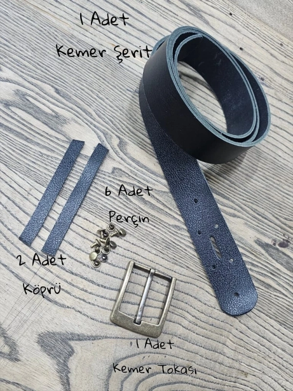 Kemer Set - Dokulu Siyah - 4cm