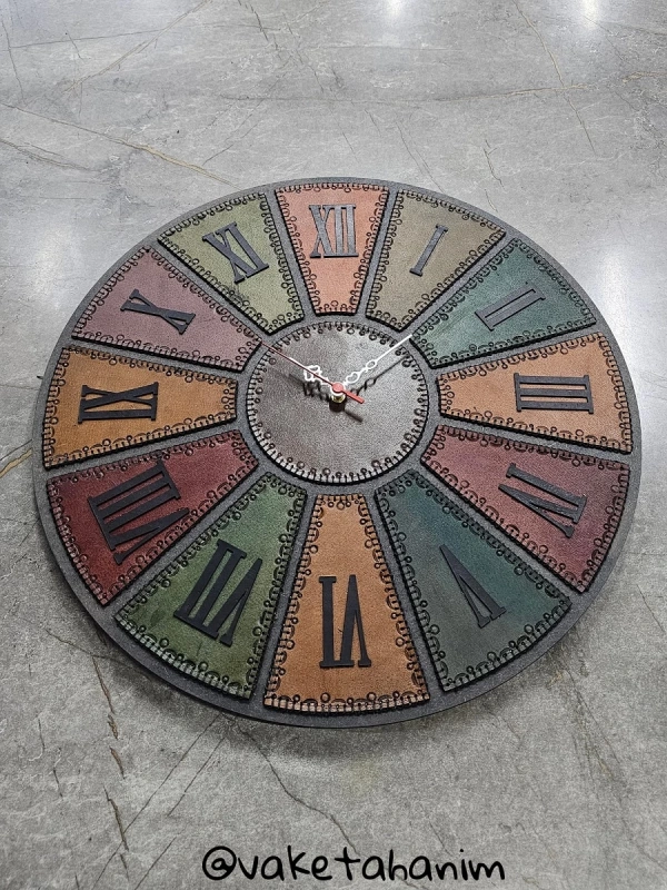 Duvar Saati Ahşap ve Deri