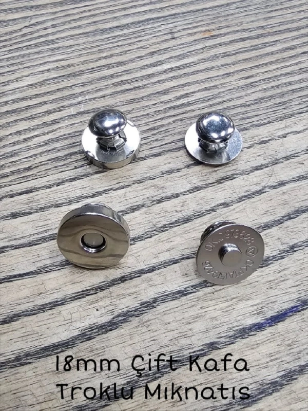 Troklu Mıknatıs Nikel Çift Kafa (18mm)