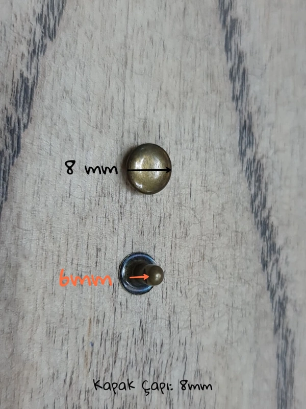 8mm Antik Pirinç Perçin Kapsül (Toruk-Rivet)