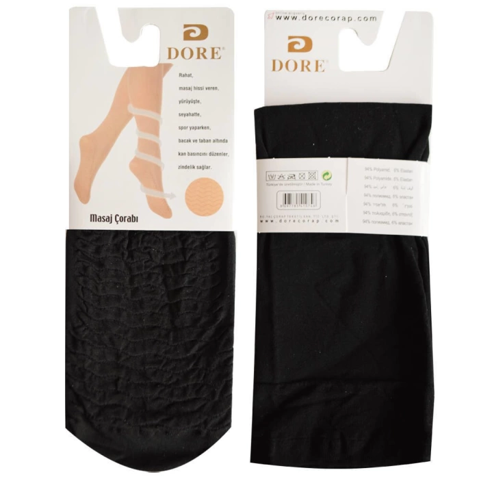 Dore Kadın Dizalti Masaj Çorabı Siyah 500 Kadın Çorabı