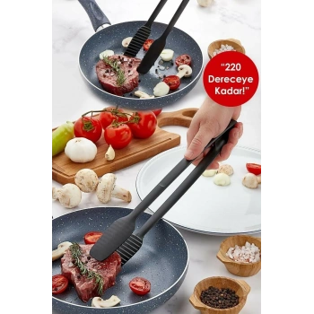 Maşa - 220 Dereceye Kadar Dayanıklı Yanmaz - Yapışmaz Plastik Izgara Maşası 30 Cm