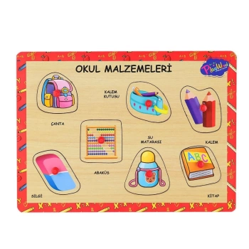 Ony-196-197 Ahşap Tutmalı Okul Malzemeleri -onyıl Oyuncak