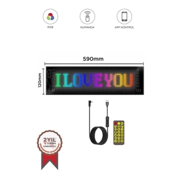 Rp1259 Led Matrix Panel 16x96cm Telefon Kontrollü Kayar Led Animasyon Aydınlatma