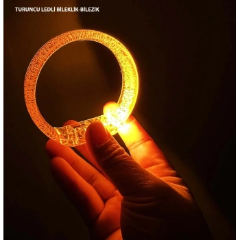 Turuncu Led Işıklı Baskı Yapılabilen Pilli Bileklik Bilezik 1,5 Cm Genişlik
