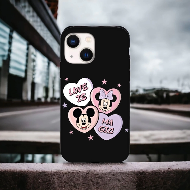 iPhone 13 / 14 Uyumlu Minnie & Mickey Desenli Lansman Kılıf