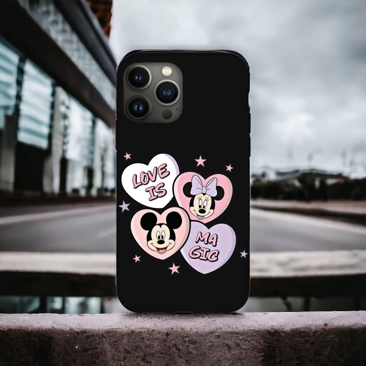 iPhone 14 Pro Uyumlu Minnie & Mickey Desenli Lansman Kılıf